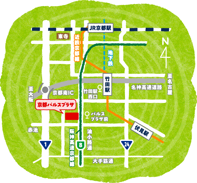 地図:京都パルスプラザ周辺マップ